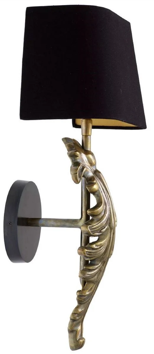 Casa Padrino Luxus Wandleuchte Vintage Messingfarben / Schwarz 25 x 18 x H. 47 cm - Elegante Wohnzimmer Wandlampe mit Lampenschirm - Luxus Kollektion