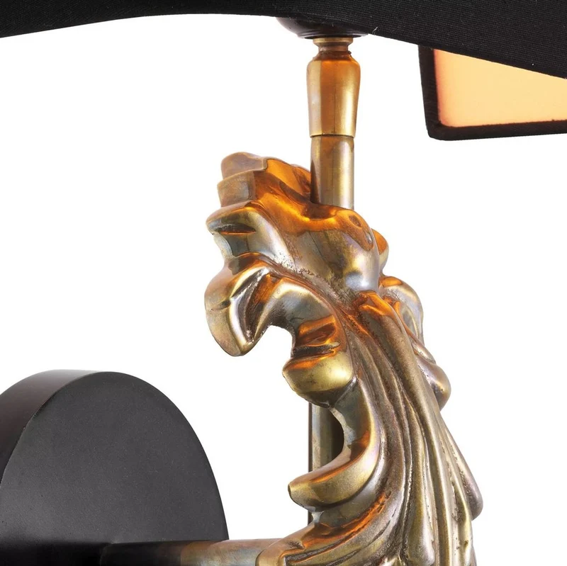 Casa Padrino Luxus Wandleuchte Vintage Messingfarben / Schwarz 25 x 18 x H. 47 cm - Elegante Wohnzimmer Wandlampe mit Lampenschirm - Luxus Kollektion