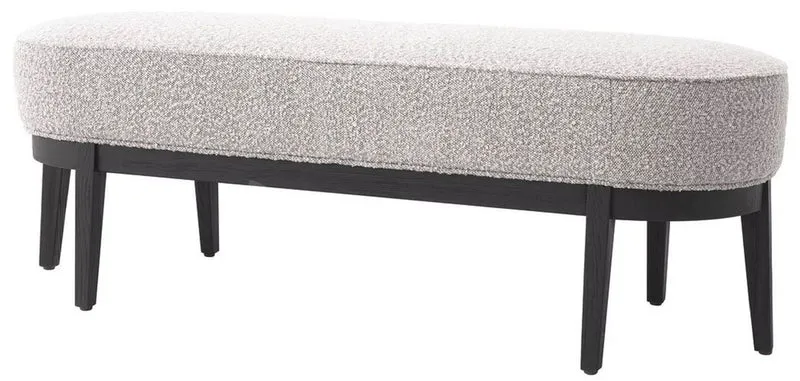 Casa Padrino Luxus Sitzbank Grau / Schwarz 132 x 45 x H. 47 cm - Gepolsterte Wohnzimmer Bank - Wohnzimmer Möbel - Hotel Möbel - Luxus Kollektion