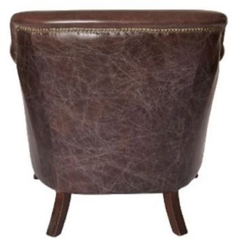 Casa Padrino Luxus Echtleder Sessel Vintage Dunkelbraun 88 x 81 x H. 79 cm - Wohnzimmer Leder Sessel - Echtleder Wohnzimmer Möbel