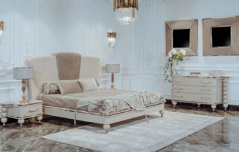 Casa Padrino Luxus Art Deco Nachttisch Set Grau / Weiß / Gold 75 x 50 x H. 48 cm - Prunkvolle Massivholz Nachtkommoden - Art Deco Schlafzimmer & Hotel Möbel - Luxus Kollektion