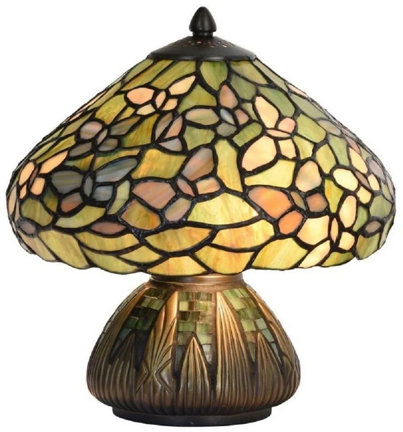 Casa Padrino Luxus Tiffany Tischleuchte Mehrfarbig Ø 25 x H. 23,5 cm - Schreibtischleuchte - Wohnzimmer Deko Leuchte - Tiffany Leuchten