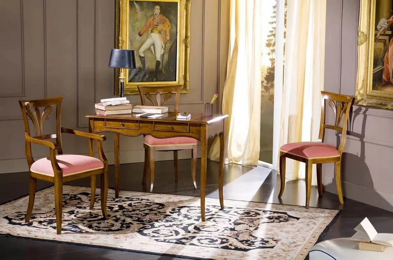 Casa Padrino Luxus Biedermeier Sekretär Braun - Handgefertigter Massivholz Schreibtisch mit 2 Schubladen - Biedermeier Büromöbel - Luxus Qualität - Made in Italy