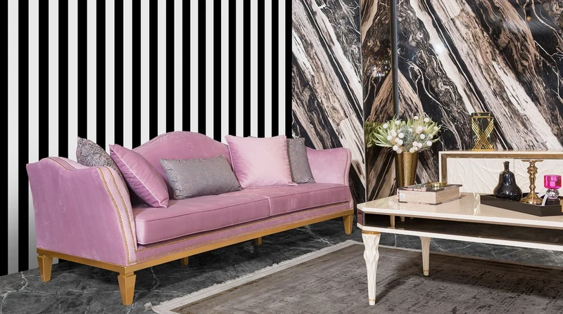 Casa Padrino Luxus Barock Sofa Rosa / Gold - Elegantes Barockstil Wohnzimmer Sofa - Handgefertigte Barock Wohnzimmer Möbel