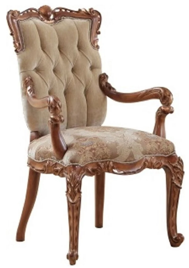 Casa Padrino Luxus Barock Esszimmer Set Beige / Braun - 1 Barock Esstisch & 8 Barock Esszimmerstühle - Esszimmer Möbel im Barockstil - Edel & Prunkvoll