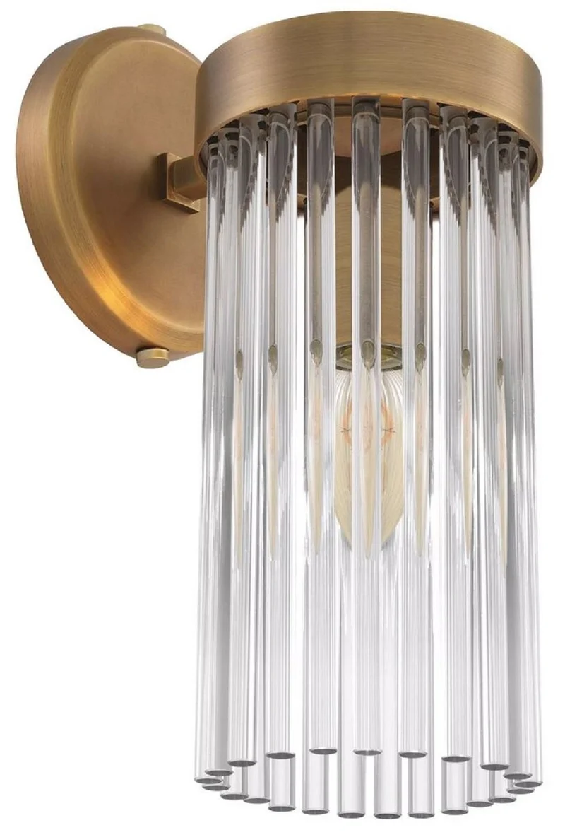 Casa Padrino Luxus Wandleuchte Antik Messingfarben 12 x 17 x H. 30 cm - Elegante Wandlampe im Retro Stil - Luxus Kollektion