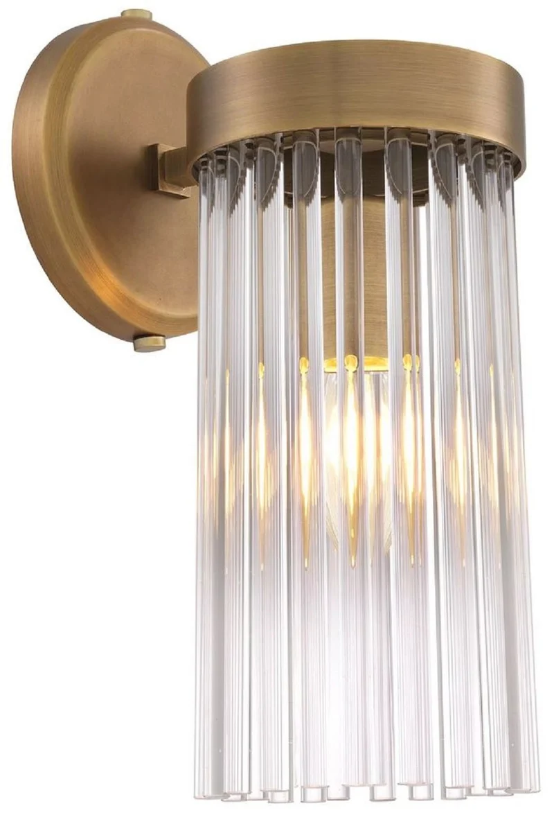 Casa Padrino Luxus Wandleuchte Antik Messingfarben 12 x 17 x H. 30 cm - Elegante Wandlampe im Retro Stil - Luxus Kollektion