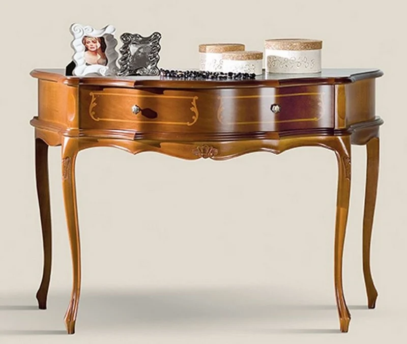 Casa Padrino Luxus Barock Konsole Braun - Handgefertigter Massivholz Konsolentisch mit Schublade - Barock Möbel - Luxus Qualität - Made in Italy