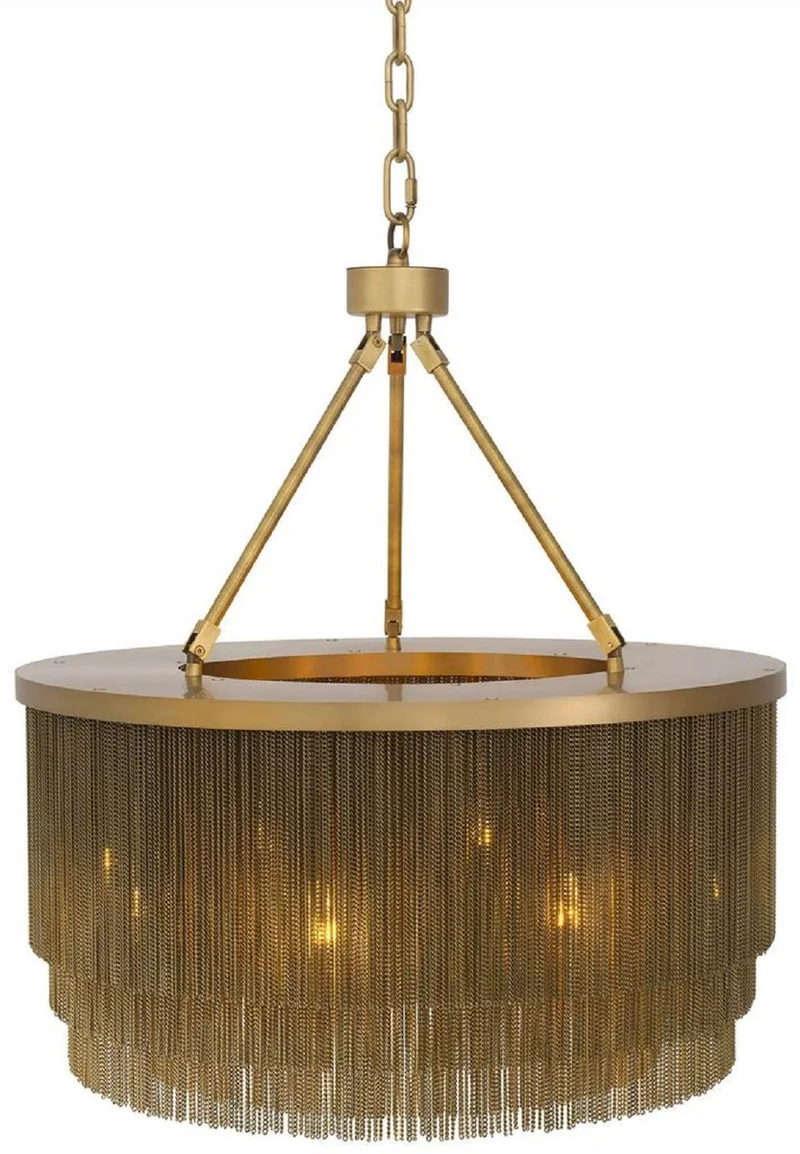 Casa Padrino Luxus Stahl Kronleuchter Antik Messingfarben Ø 60 x H. 68 cm - Runder Hotel & Restaurant Kronleuchter - Luxus Qualität