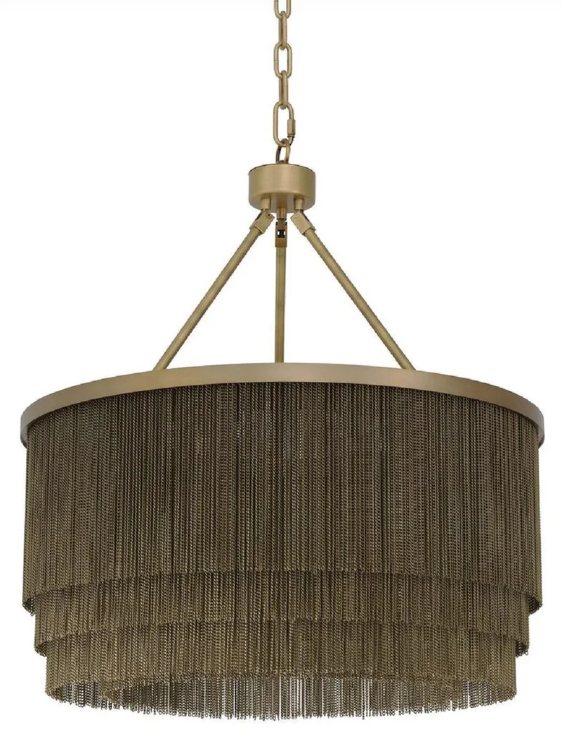 Casa Padrino Luxus Stahl Kronleuchter Antik Messingfarben Ø 60 x H. 68 cm - Runder Hotel & Restaurant Kronleuchter - Luxus Qualität
