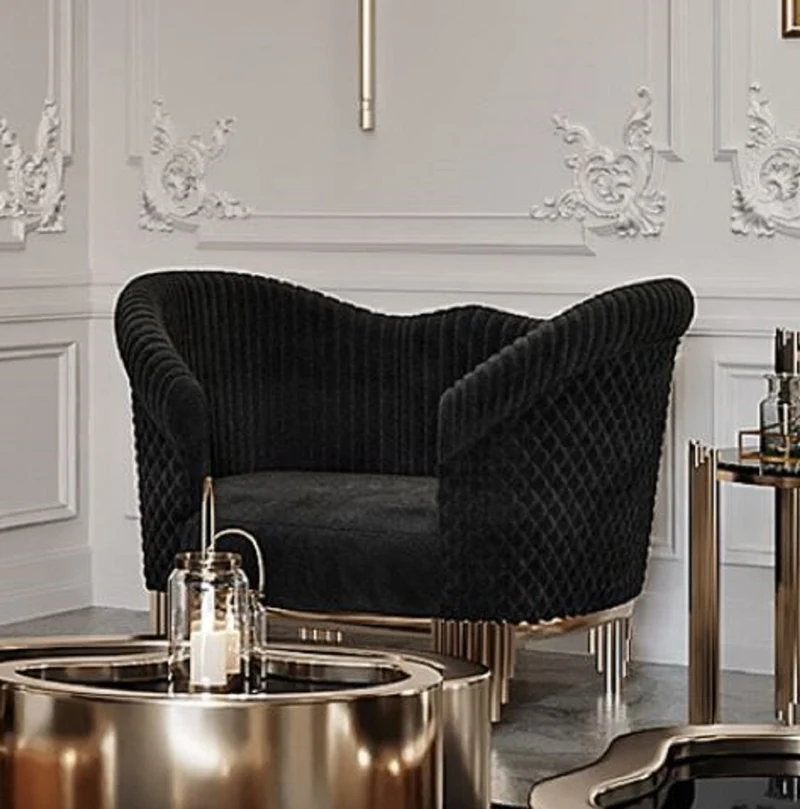 Casa Padrino Luxus Sessel Schwarz / Gold 120 x 88 x H. 88 cm - Moderner Wohnzimmer Sessel - Wohnzimmer & Hotel Möbel - Luxus Kollektion