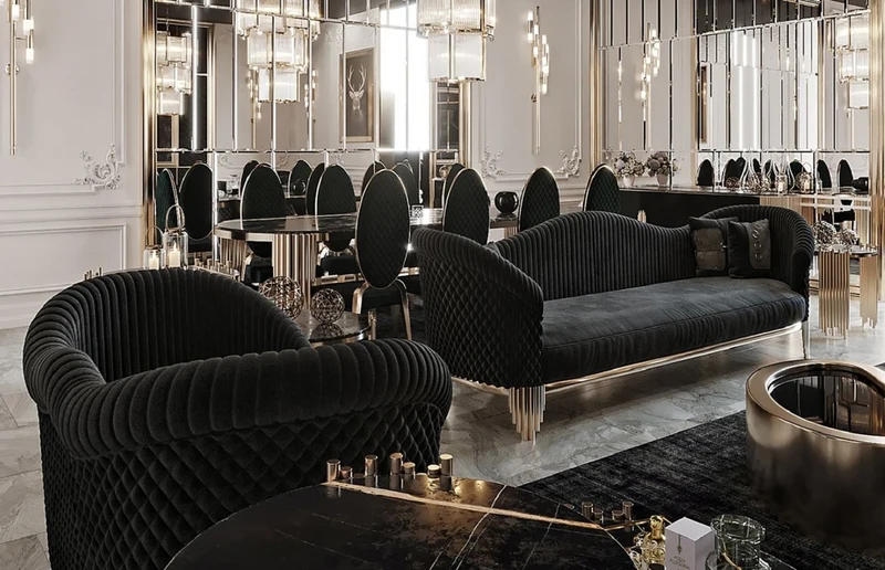 Casa Padrino Luxus Sessel Schwarz / Gold 120 x 88 x H. 88 cm - Moderner Wohnzimmer Sessel - Wohnzimmer & Hotel Möbel - Luxus Kollektion