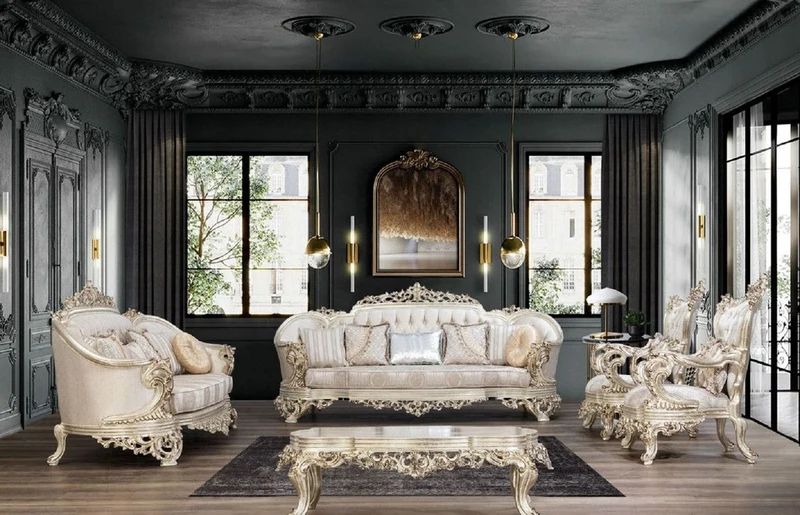 Casa Padrino Luxus Barock Couchtisch Antik Gold - Handgefertigter Massivholz Wohnzimmertisch im Barockstil - Barock Wohnzimmer Möbel - Edel & Prunkvoll