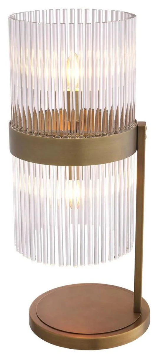 Casa Padrino Luxus Tischleuchte Antik Messingfarben 28 x 23,5 x H. 60,5 cm - Elegante Schreibtschleuchte im Retro Stil - Luxus Kollektion