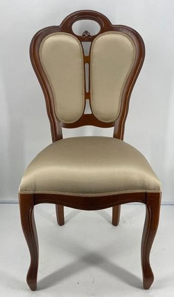 Casa Padrino Luxus Jugendstil Esszimmerstuhl 6er Set Gold / Braun 48 x 43 x H. 104,5 cm - Gepolsterte Massivholz Stühle - Jugendstil Esszimmermöbel
