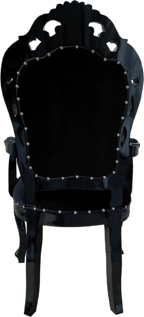 Casa Padrino Barock Esszimmerstuhl 6er Set Schwarz - Handgefertigte Antik Stil Stühle mit Armlehnen - Barock Esszimmer Möbel