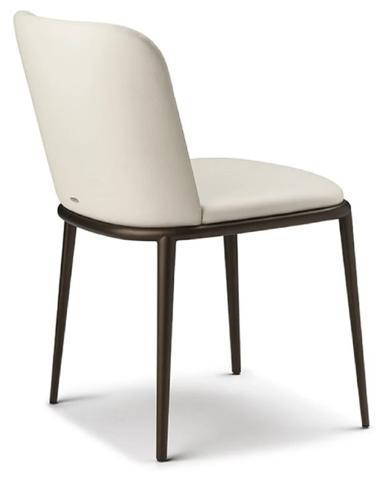 Casa Padrino Luxus Esszimmerstuhl 8er Set Cremefarben / Schwarz - Luxus Esszimmer & Restaurant Möbel - Luxus Qualität - Made in Italy