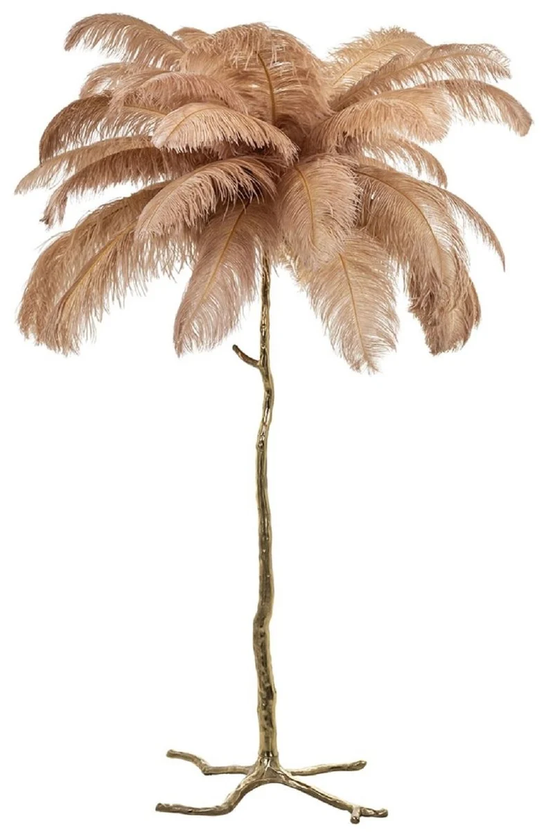 Casa Padrino Luxus Stehleuchte Palme Khaki / Gold 110 x 110 x H. 175 cm - Moderne Stehlampe im Palmen Design - Luxus Leuchten - Luxus Qualität