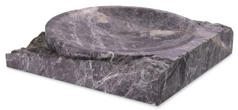Casa Padrino Luxus Deko Marmor Schale Grau 30,5 x 30,5 x H. 6 cm - Obstschale aus hochwertigem Marmor - Hotel & Restaurant Deko Accessoires - Luxus Qualität