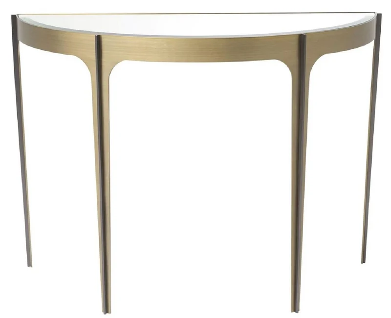 Casa Padrino Luxus Konsole Messing / Bronze 102,5 x 40 x H. 75 cm - Edelstahl Konsolentisch mit Spiegelglas Tischplatte - Luxus Möbel