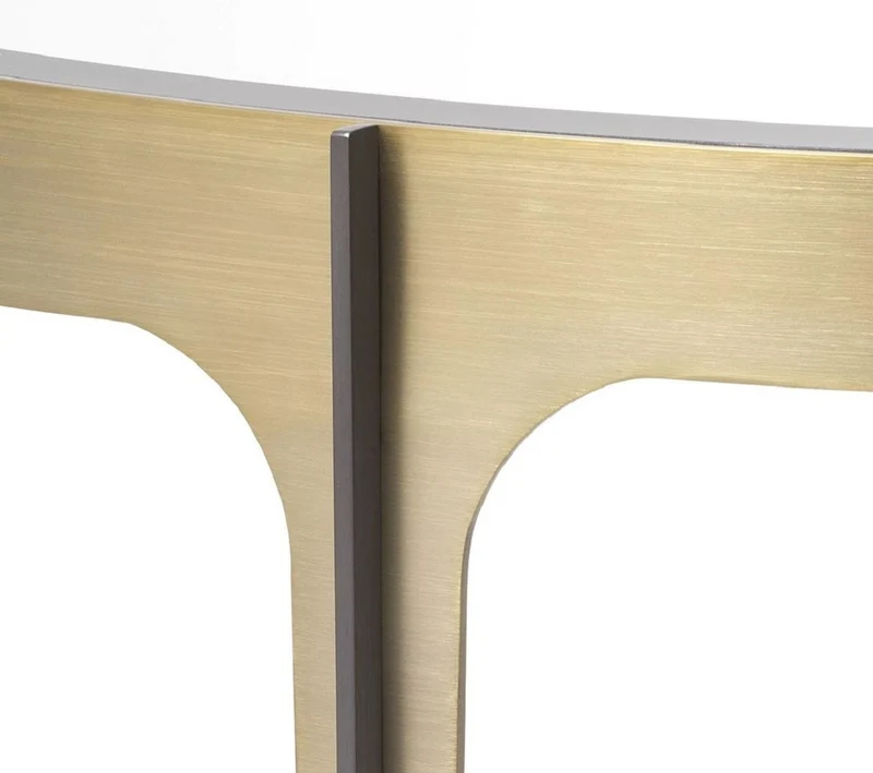 Casa Padrino Luxus Konsole Messing / Bronze 102,5 x 40 x H. 75 cm - Edelstahl Konsolentisch mit Spiegelglas Tischplatte - Luxus Möbel
