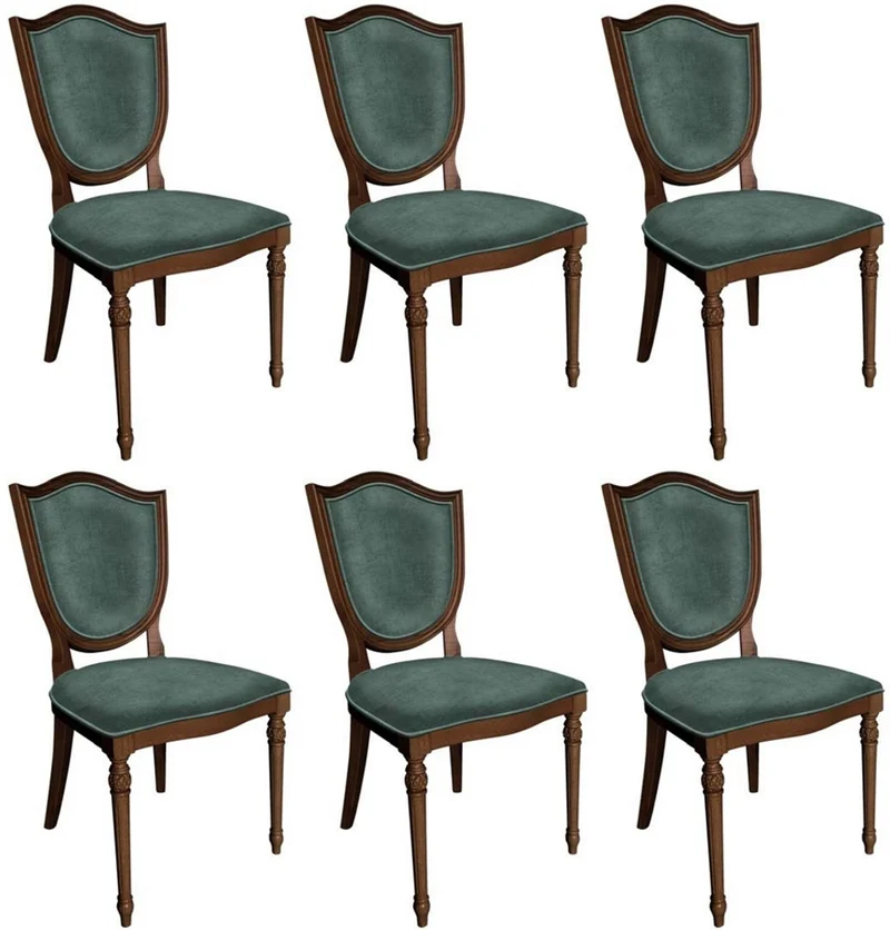 Casa Padrino Art Deco Esszimmerstuhl Set Grün / Braun - 6 Handgefertigte Art Deco Küchen Stühle - Art Deco Esszimmer Möbel