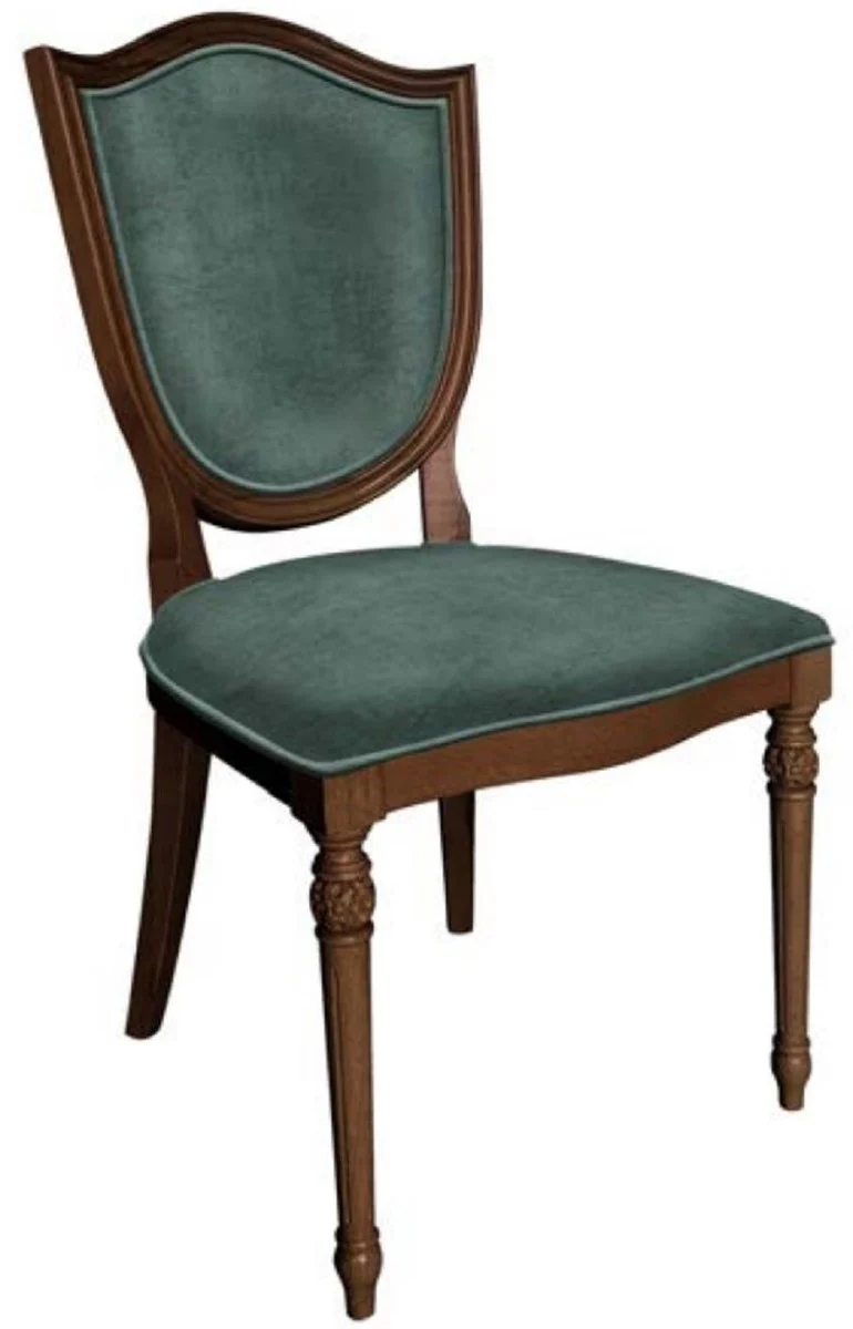Casa Padrino Art Deco Esszimmerstuhl Set Grün / Braun - 6 Handgefertigte Art Deco Küchen Stühle - Art Deco Esszimmer Möbel