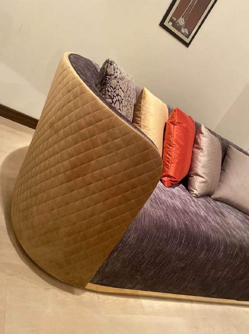 Casa Padrino Luxus Sofa Lila / Beige / Dunkelbraun / Gold - Wohnzimmer Sofa - Hotel Sofa - Luxus Möbel
