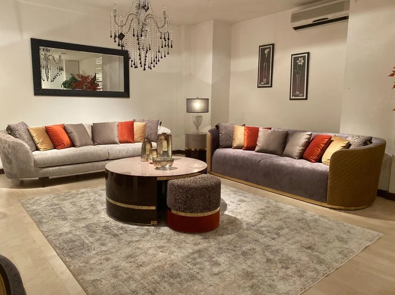 Casa Padrino Luxus Sofa Lila / Beige / Dunkelbraun / Gold - Wohnzimmer Sofa - Hotel Sofa - Luxus Möbel