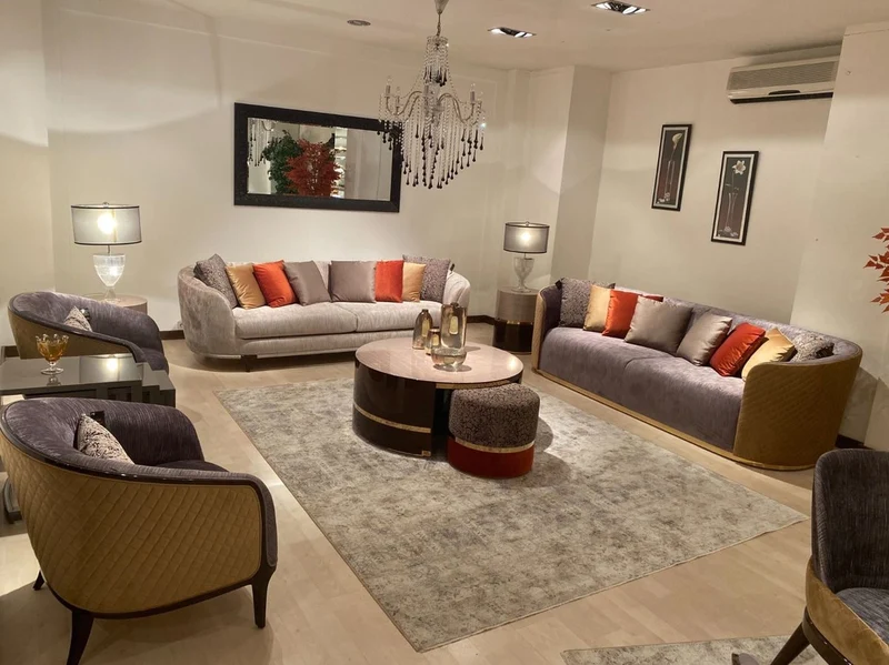 Casa Padrino Luxus Sofa Lila / Beige / Dunkelbraun / Gold - Wohnzimmer Sofa - Hotel Sofa - Luxus Möbel