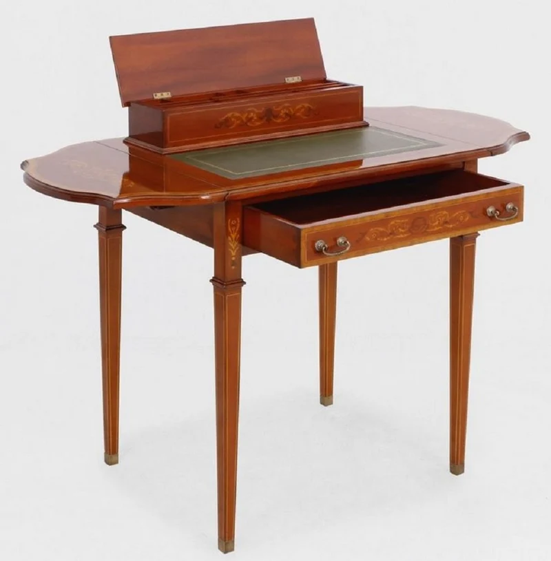 Casa Padrino Luxus Jugendstil Sekretär Braun / Grün - Handgefertigter Massivholz Schreibtisch - Barock & Jugendstil Büro Möbel