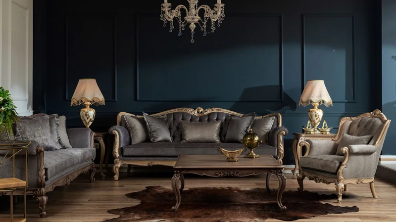 Casa Padrino Luxus Barock Sofa Grau / Naturfarben - Handgefertigtes Wohnzimmer Sofa im Barockstil - Barock Wohnzimmer Möbel
