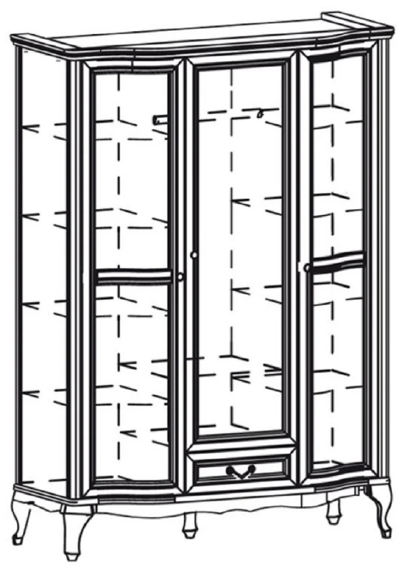 Casa Padrino Luxus Jugendstil Schlafzimmerschrank Cremefarben 147,8 x 63,5 x H. 206 cm - Massivholz Kleiderschrank mit 3 Türen und Schublade - Barock & Jugendstil Schlafzimmer Möbel