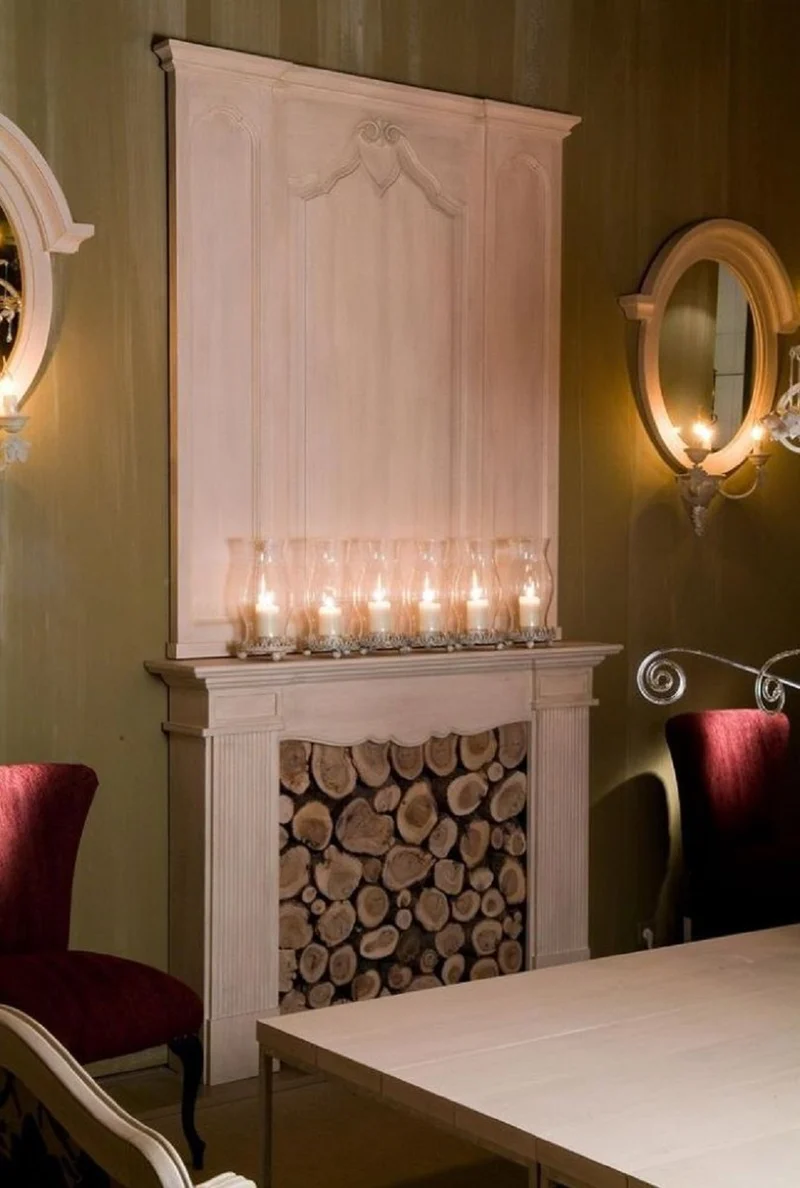 Casa Padrino Luxus Landhausstil Massivholz Kaminumrandung Grau - Landhausstil Wohnzimmer & Hotel Möbel - Luxus Qualität