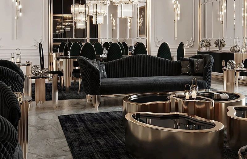 Casa Padrino Luxus Sofa Schwarz / Gold 260 x 88 x H. 88 cm - Modernes Wohnzimmer Sofa - Wohnzimmer & Hotel Möbel - Luxus Kollektion