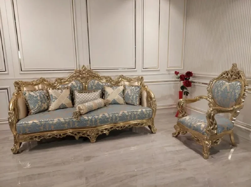 Casa Padrino Luxus Barock Sessel mit elegantem Muster Türkis / Rosa / Gold - Wohnzimmer Möbel im Barockstil - Edel & Prunkvoll