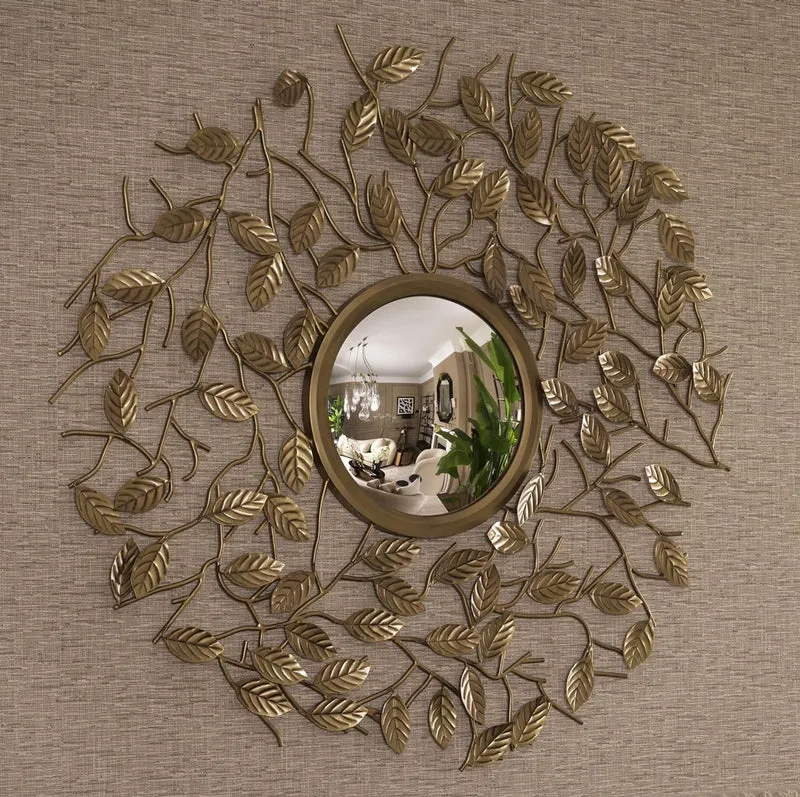 Casa Padrino Luxus Spiegel Vintage Messingfarben Ø 130 cm - Runder konvexer Wandspiegel - Luxus Möbel - Luxus Kollektion