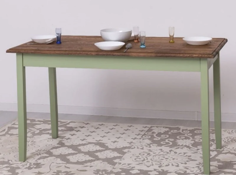 Casa Padrino Landhausstil Esstisch Dunkelbraun / Grün 140 x 70 x H. 78 cm - Massivholz Küchentisch - Landhausstil Esszimmer Möbel