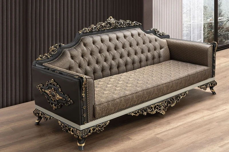Casa Padrino Luxus Barock Wohnzimmer Set - 2 Sofas & 2 Sessel & 1 Couchtisch - Handgefertigte Wohnzimmer Möbel im Barockstil - Edel & Prunkvoll
