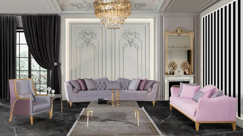 Casa Padrino Luxus Barock Sofa Rosa / Silber / Gold - Gebogenes Wohnzimmer Sofa - Hotel Sofa - Luxus Barock Wohnzimmer & Hotel Möbel - Edel & Prunkvoll