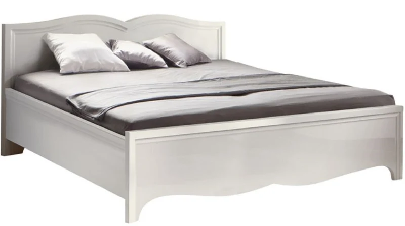 Casa Padrino Luxus Jugendstil Doppelbett Weiß 168 x 209,1 x H. 86 cm - Elegantes Massivholz Bett - Barock & Jugendstil Schlafzimmer Möbel