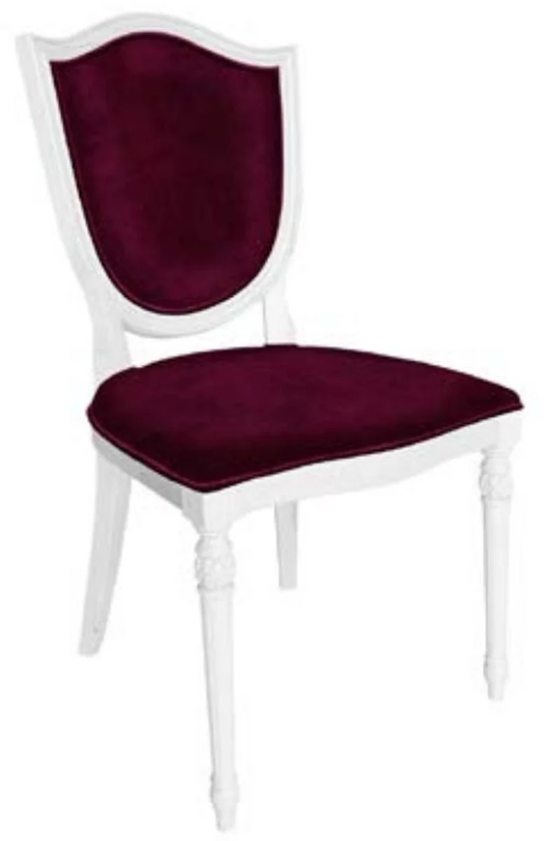 Casa Padrino Art Deco Esszimmerstuhl Set Lila / Weiß - 6 Handgefertigte Art Deco Küchen Stühle - Art Deco Esszimmer Möbel