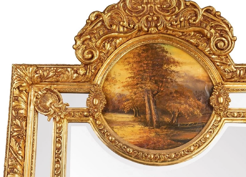 Casa Padrino Barock Spiegel Gold - Handgefertigter Wandspiegel im Barockstil - Antik Stil Garderoben Spiegel - Prunkvoller Wohnzimmer Spiegel - Barock Möbel
