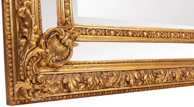Casa Padrino Barock Spiegel Gold - Handgefertigter Wandspiegel im Barockstil - Antik Stil Garderoben Spiegel - Prunkvoller Wohnzimmer Spiegel - Barock Möbel