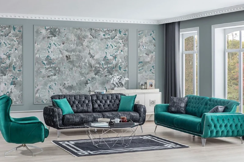 Casa Padrino Luxus Chesterfield Schlafsofa Grün / Silber 230 x 95 x H. 75 cm - Modernes Wohnzimmer Sofa - Chesterfield Wohnzimmer Möbel