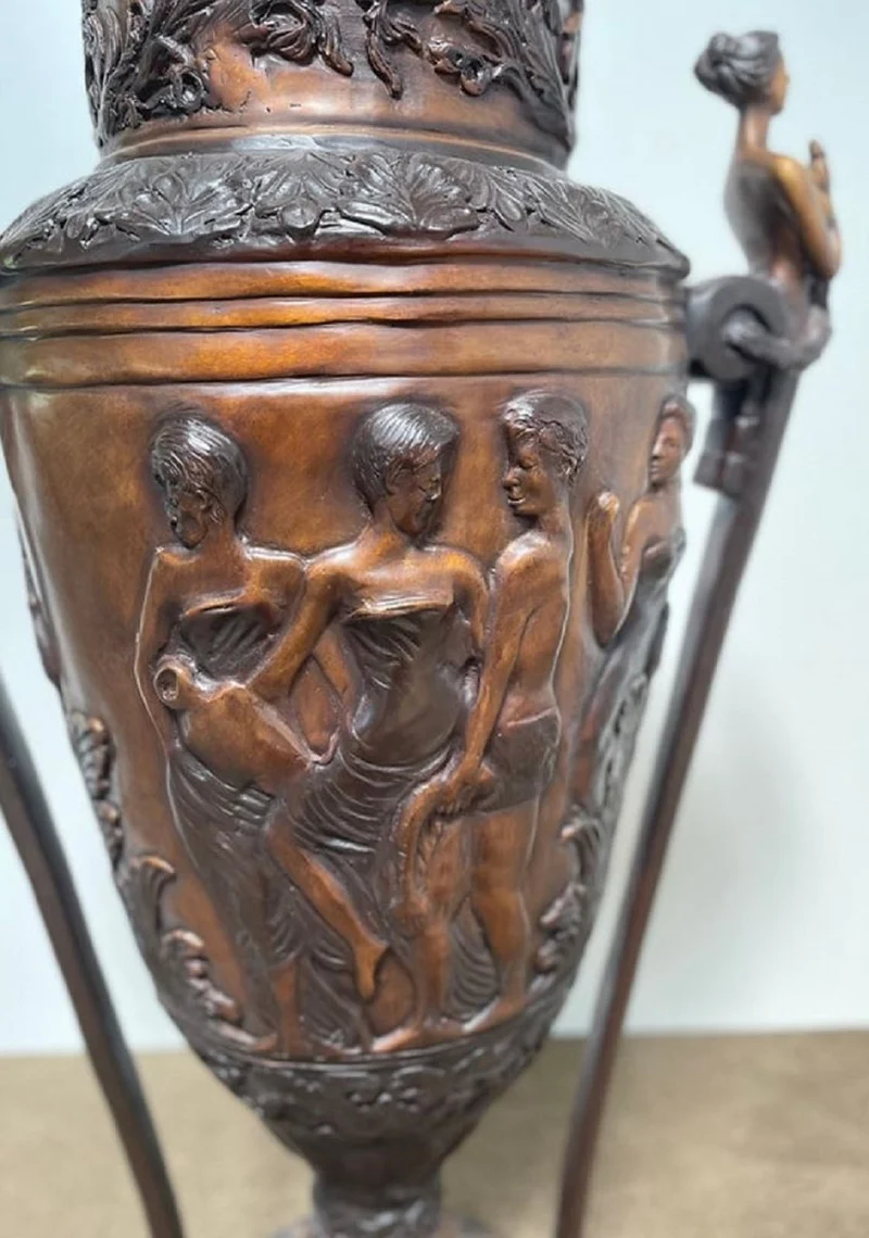 Casa Padrino Luxus Barock Bronze Deko Vase Damen 69 x 43 x H. 114 cm - Barock Pflanzkübel - Barock Blumenkübel - Edel & Prunkvoll