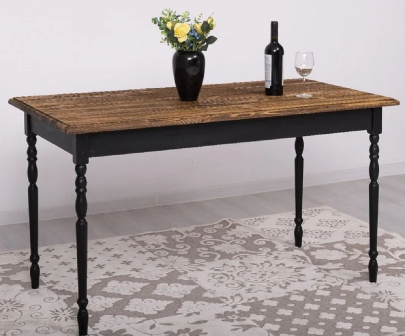 Casa Padrino Landhausstil Esstisch Dunkelbraun / Schwarz 140 x 70 x H. 78 cm - Massivholz Küchentisch - Landhausstil Esszimmer Möbel