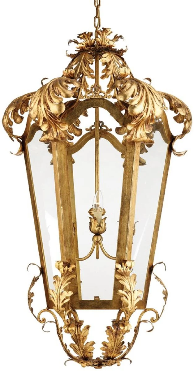 Casa Padrino Luxus Barock Wohnzimmer Hängeleuchte Gold Ø 62 x H. 115 cm - Handgefertigte Metall Laterne - Luxus Qualität - Made in Italy - Edel & Prunkvoll