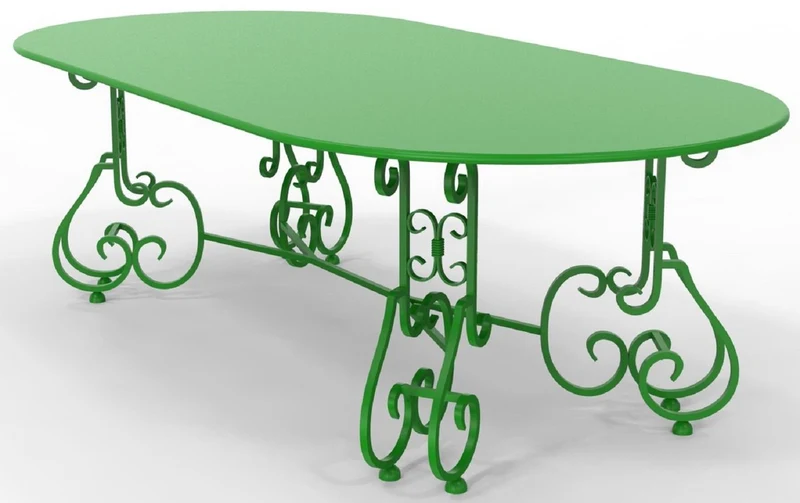 Casa Padrino Jugendstil Gartentisch 245 x 120 x H. 73,5 cm - Verschiedene Farben - Ovaler Schmiedeeisen Garten & Terrassen Tisch - Jugendstil Schmiedeeisen Garten & Terrassen Möbel