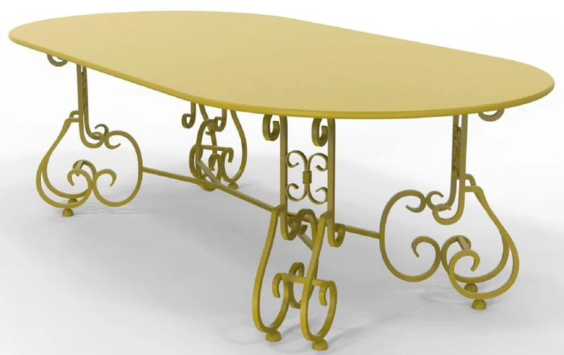 Casa Padrino Jugendstil Gartentisch 245 x 120 x H. 73,5 cm - Verschiedene Farben - Ovaler Schmiedeeisen Garten & Terrassen Tisch - Jugendstil Schmiedeeisen Garten & Terrassen Möbel
